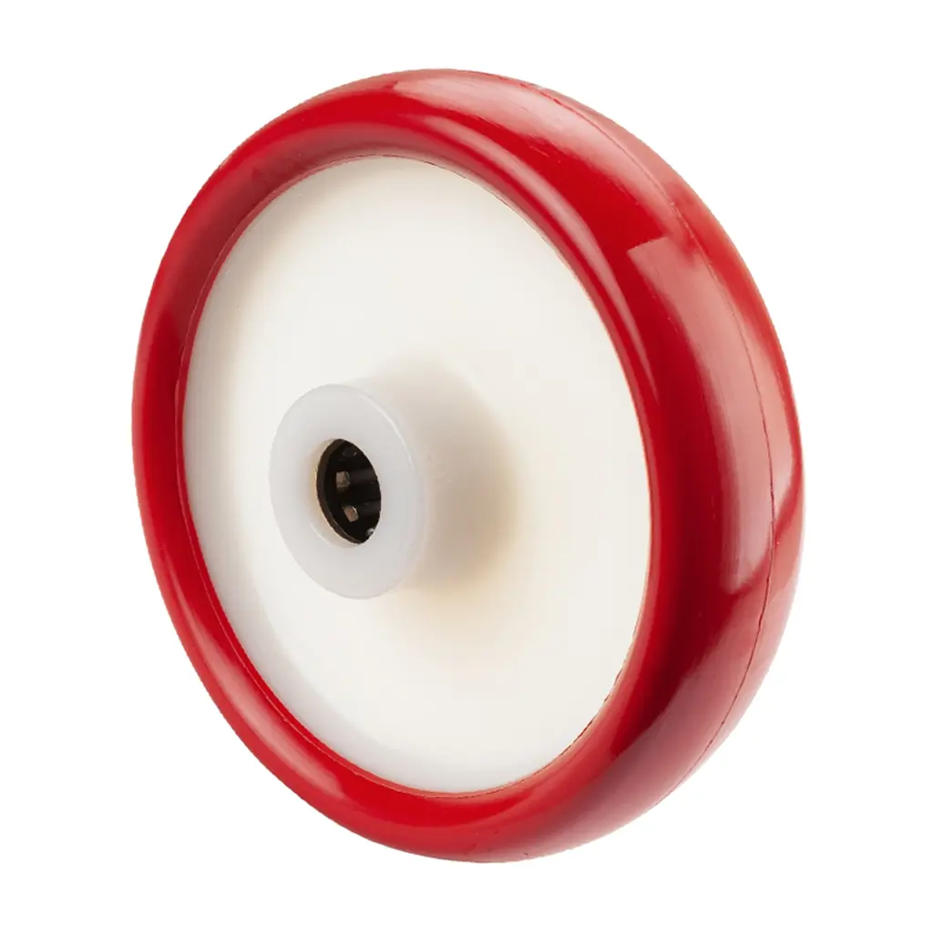 B31.161 Wheel series 160mm red polyurethane on nylon centre 20mm bore hub length 60mm roller bearing 300kg