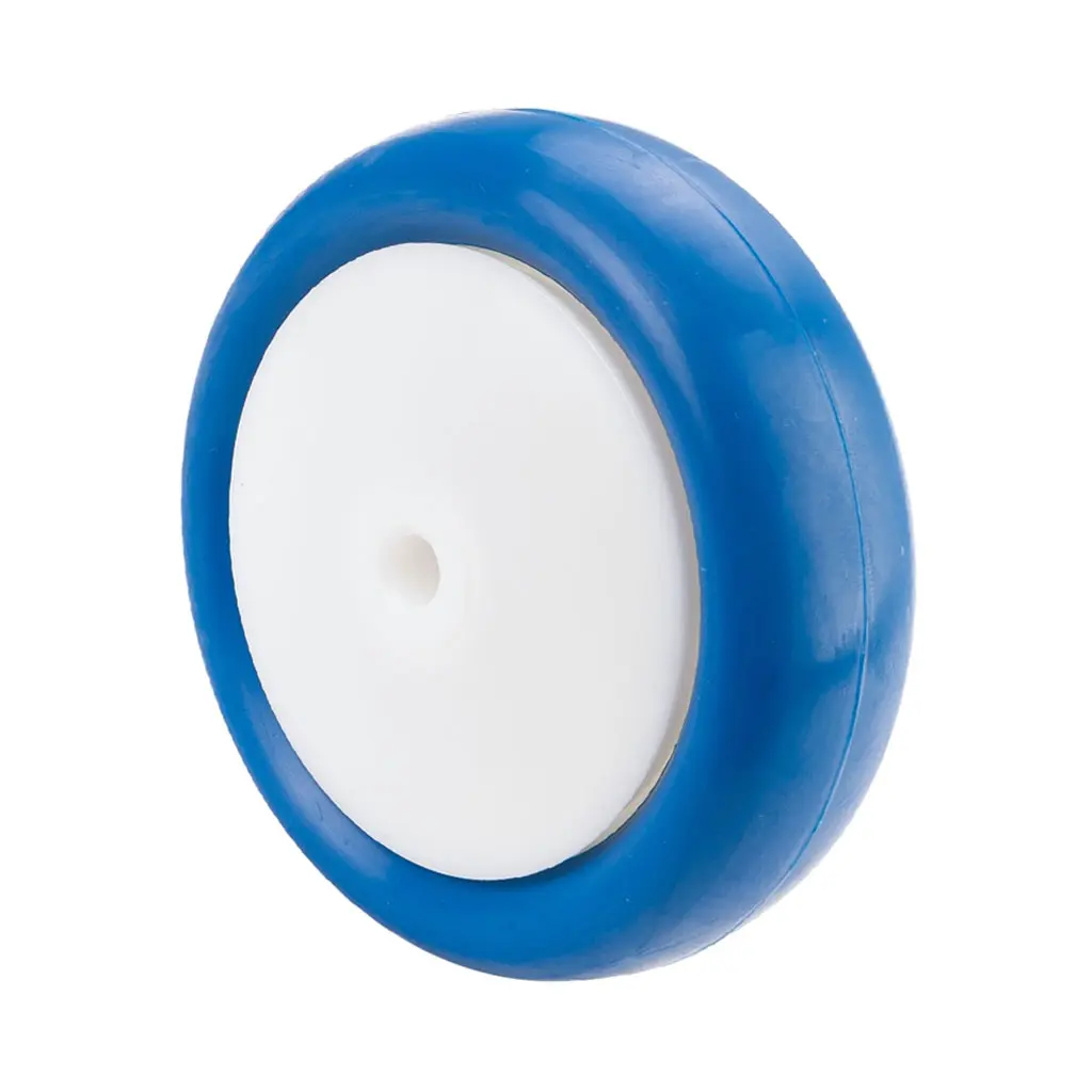 B33.100 Wheel series 100mm blue polyurethane on nylon centre 8mm bore hub length 40mm single ball bearing 150kg