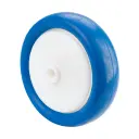 B34.125 Wheel series 125mm blue soft polyurethane on nylon centre 10mm bore hub length 50mm single ball bearing 150kg