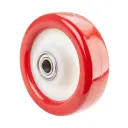 B38.125 Wheel series 125mm red polyurethane on nylon centre 15mm bore hub length 50mm ball bearing 300kg
