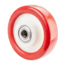 B38.150 Wheel series 150mm red polyurethane on nylon centre 20mm bore hub length 60mm ball bearing 500kg