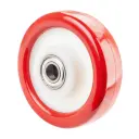 B38.160 Wheel series 160mm red polyurethane on nylon centre 20mm bore hub length 60mm ball bearing 600kg