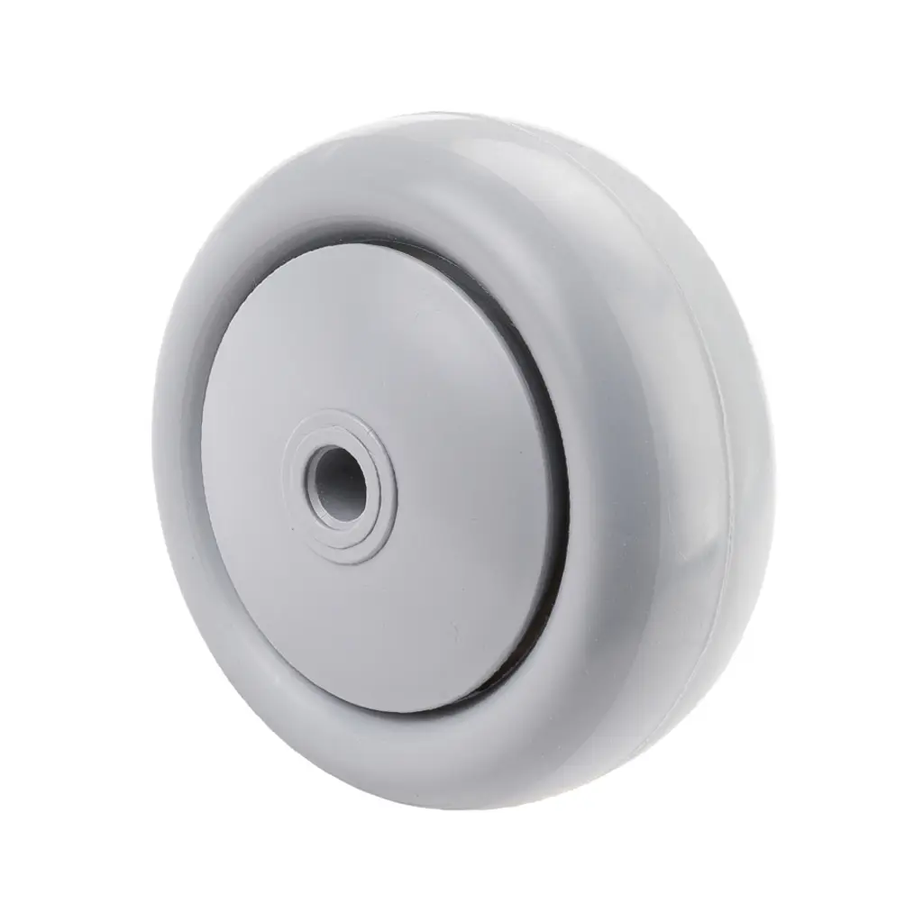 B39.080 Wheel series 80mm grey soft polyurethane on nylon centre 8mm bore hub length 40mm single ball bearing 70kg