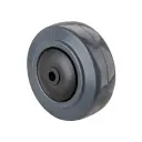 B67.081 Wheel series 80mm grey elastic rubber on polypropylene centre 8mm bore hub length 42mm single ball bearing 120kg