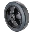 B67.201 Wheel series 200mm grey elastic rubber on polypropylene centre 12mm bore hub length 60mm ball bearings 400kg