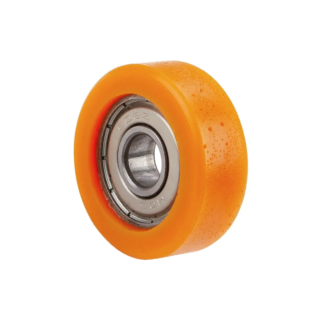 C52.030 Wheel series Guide wheel 30x11mm brown polyurethane 8mm bore single ball bearing 20kg