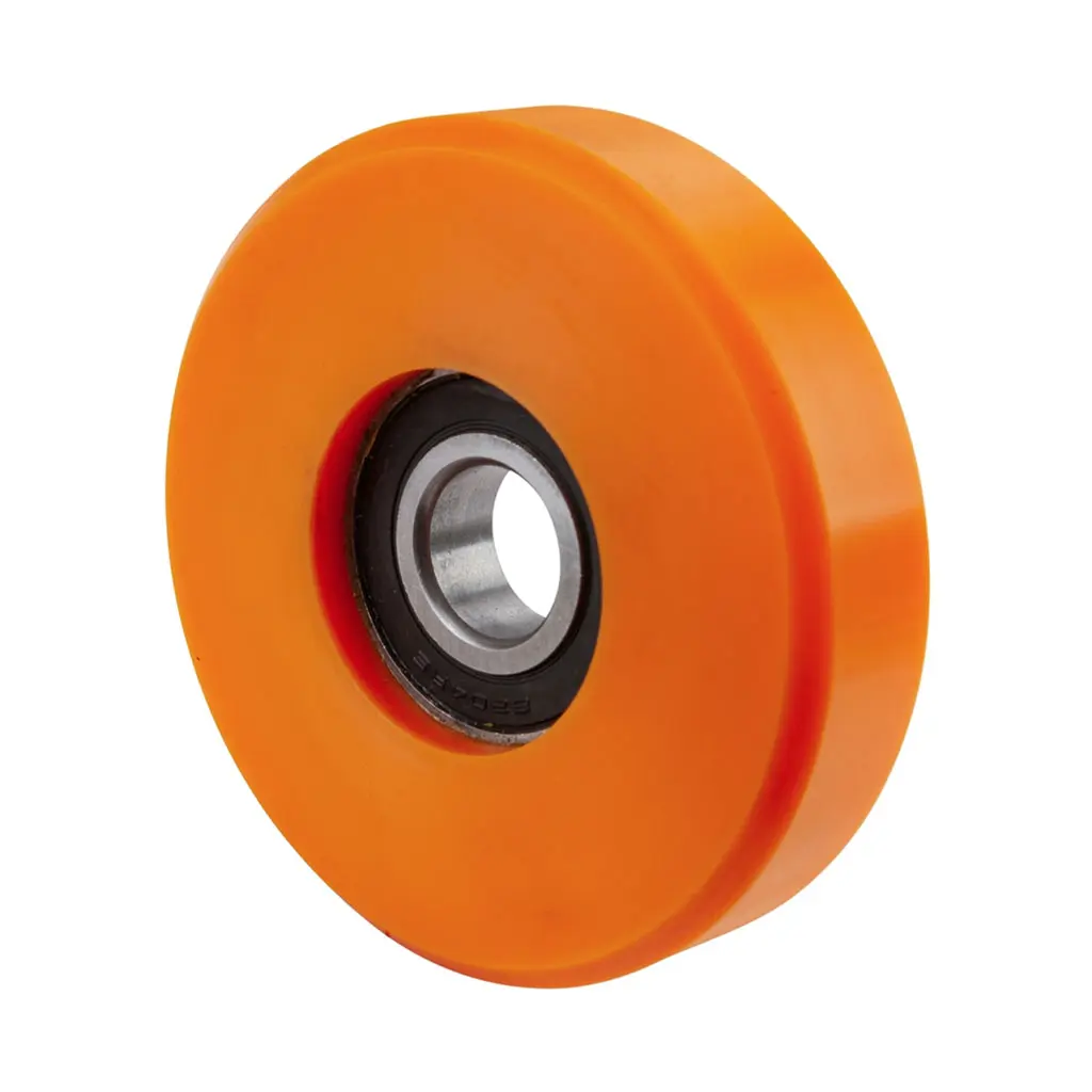C52.100 Wheel series Guide wheel 100x25mm brown polyurethane 20mm bore single ball bearing 140kg