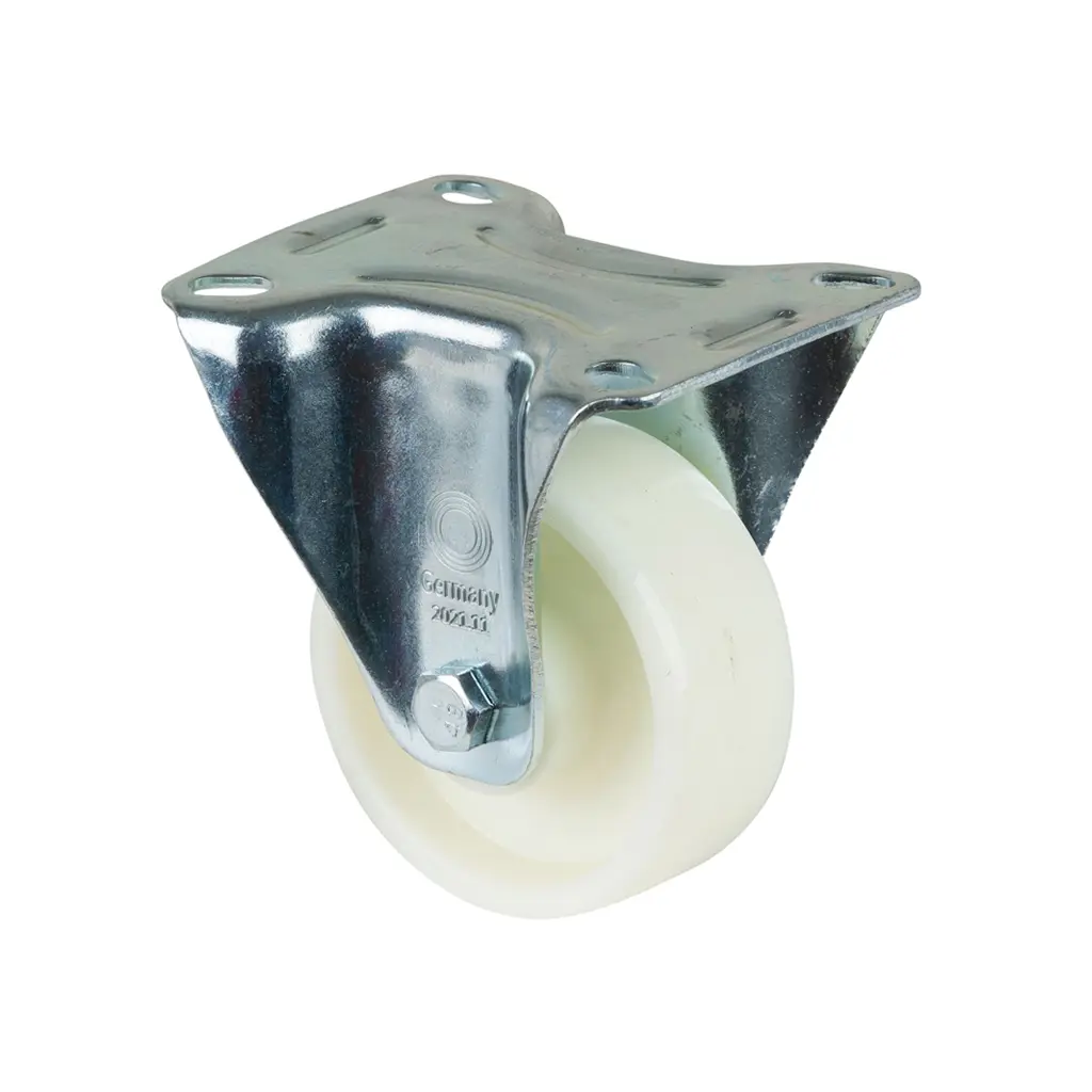 L410.B10.080 80mm fixed top plate 104x80mm castor with polypropylene roller bearing wheel 125kg