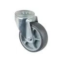 L101.A85.102 100mm swivel bolt hole 12.2mm castor with grey thermoplastic rubber on polypropylene centre single ball bearing wheel 110kg