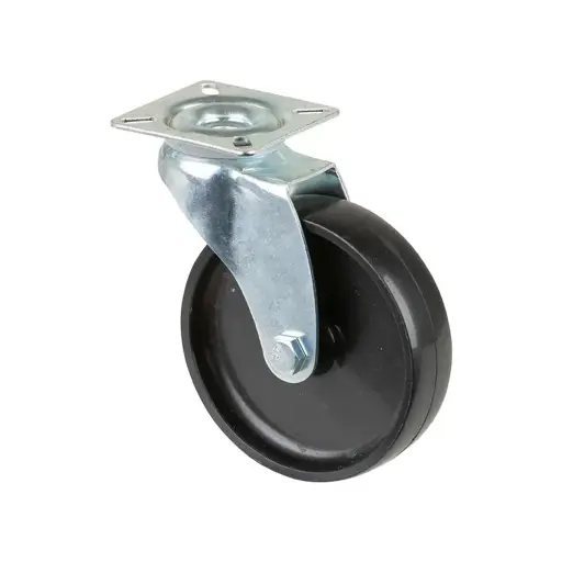 A300.A90.100 100mm swivel top plate 60x60mm castor with black polypropylene plain bearing wheel 65kg