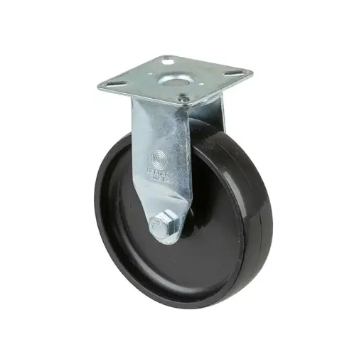 A310.A90.100 100mm fixed top plate 60x60mm castor with black polypropylene plain bearing wheel 65kg