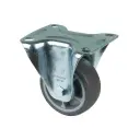 L410.A85.082 80mm fixed top plate 104x80mm castor with grey thermoplastic rubber on polypropylene centre single ball bearing wheel 100kg
