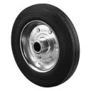 B55.202 Wheel series 200mm black rubber on zinc plated steel centre 25mm bore hub length 60mm roller bearing 205kg