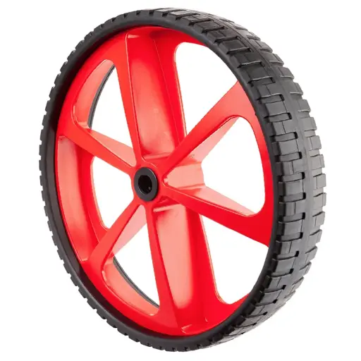 B52.401.P Wheel series 400mm black thermoplastic rubber on red polypropylene centre 25mm bore hub length 75mm roller bearing 300kg