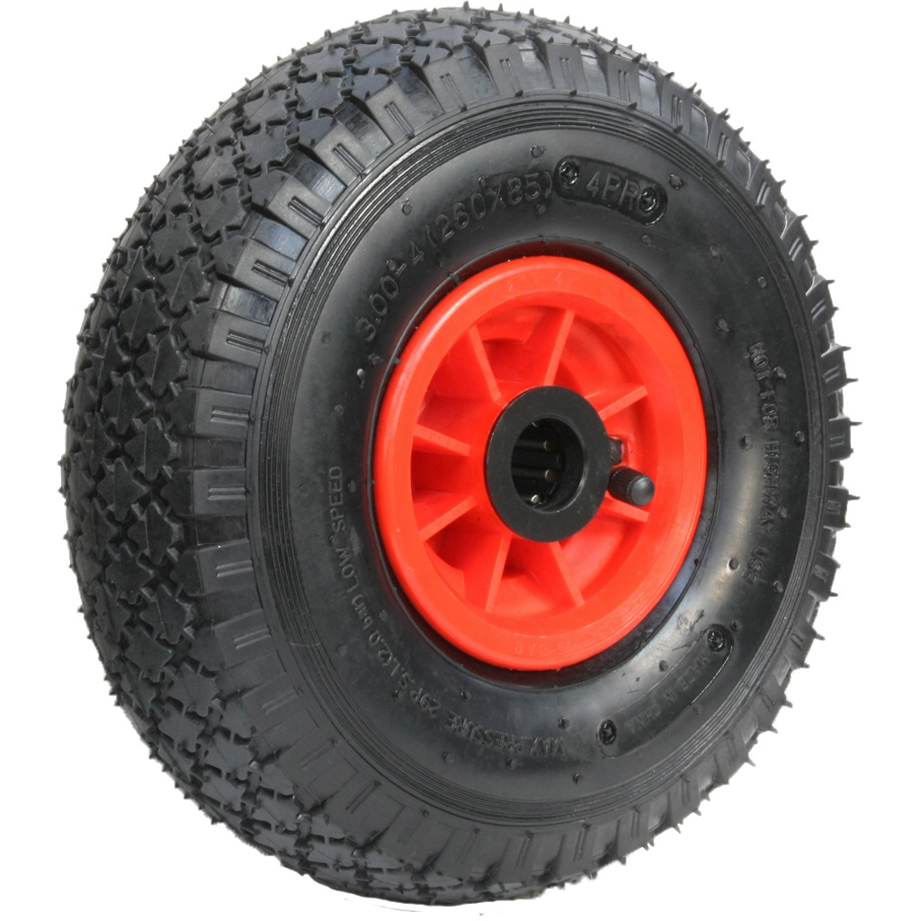 3.00x4 4ply Pneumatic wheel plastic rim 25x75mm roller bearing 150kg