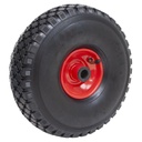 4.00x4 4ply red steel pneumatic wheel 25x75mm roller bearing 185kg