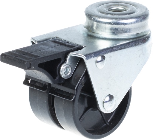 100 series 2x50mm swivel/brake bolt hole 10mm castor with polypropylene plain bearing wheels 80kg