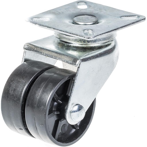 100 series 2x50mm swivel top plate 60x60mm castor with polypropylene plain bearing wheels 80kg