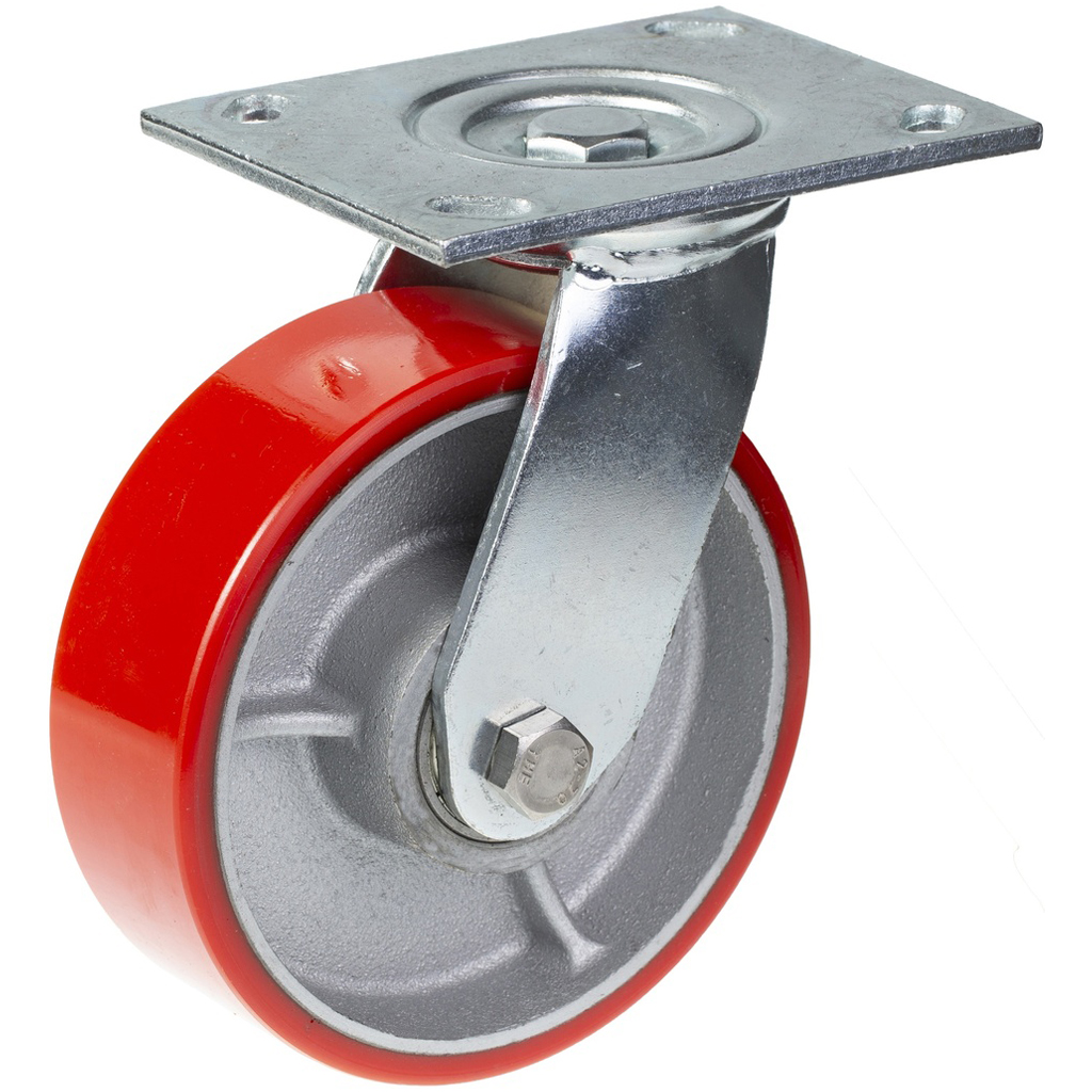 500 series 152mm swivel top plate 140x110mm castor with polyurethane on cast iron centre ball bearing wheel 500kg