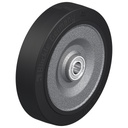 SE 250/25K 250x60mm black elastic rubber on welded steel centre 25mm bore hub length 70mm ball bearings 850kg