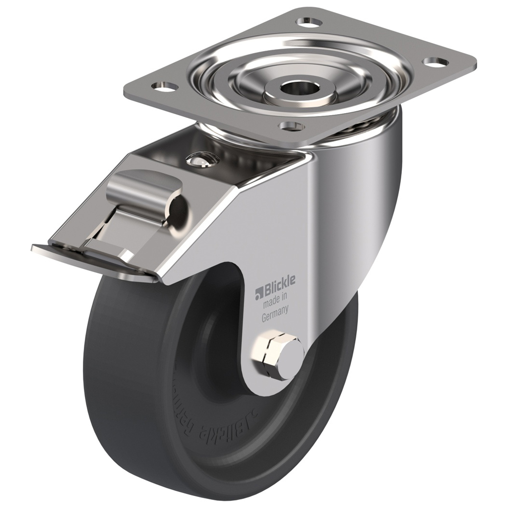 LIX series 150mm stainless steel swivel/brake top plate 140x110mm castor with heat resistant thermoplastic plain bearing wheel 350kg