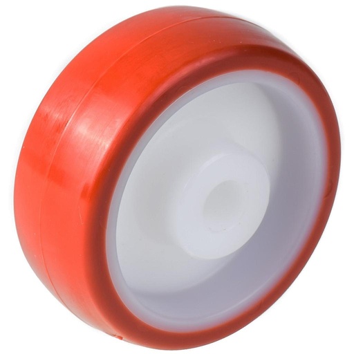 Wheel series 80mm RED/BROWN polyurethane on nylon centre 12mm bore hub length 35mm plain bearing 120kg
