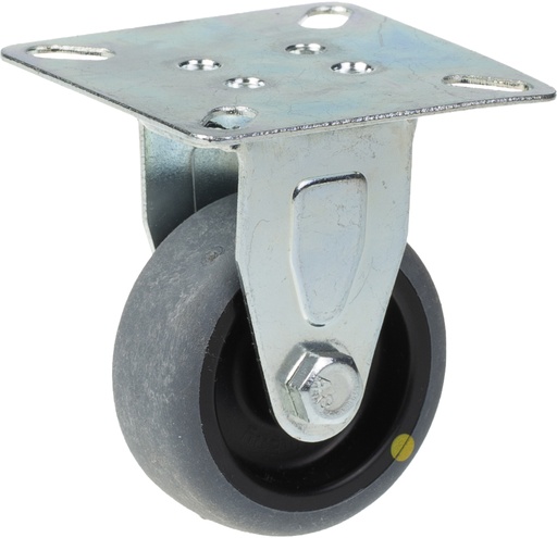 100 series 50mm fixed top plate 60x60mm castor with electrically conductive grey thermoplastic rubber on polypropylene centre plain bearing wheel 30kg