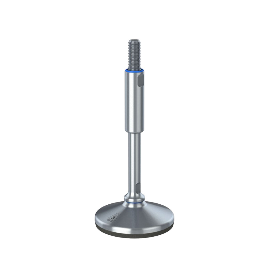 M16x210 Stainless certified hygienic levelling foot 105mm stainless base with anti-vibration rubber pad 2200kg AISI 304/A2