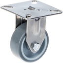 100SS series 50mm stainless steel fixed top plate 60x60mm castor with grey thermoplastic rubber on polypropylene centre plain bearing wheel 40kg