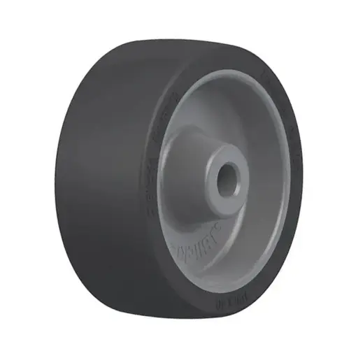 POSI 100/12G Wheel series 100mm black heat resistant silicone rubber on thermoplastic centre (-25°C - +250°C) 12mm bore hub length 45mm plain bearing 100kg