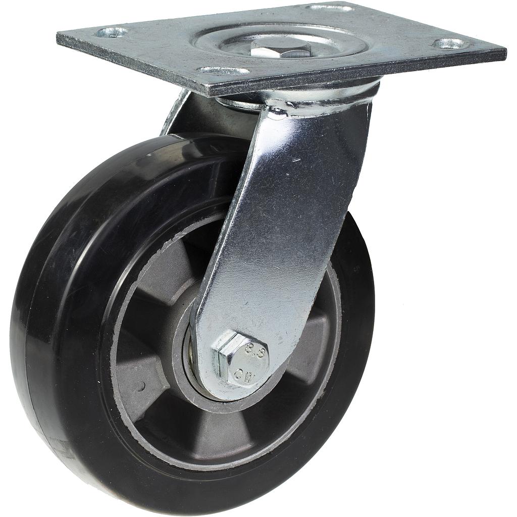 500 series 152mm swivel top plate 140x110mm castor with black elastic rubber on aluminium centre ball bearing wheel 330kg