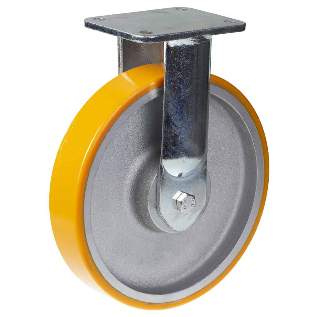 1500 series 250mm fixed top plate 135x110mm castor with polyurethane on cast iron centre ball bearing wheel 1300kg