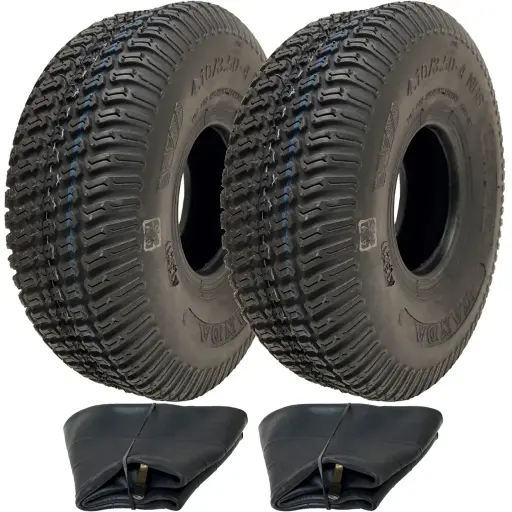 Set of 2 - 4.10/3.50-4 4ply Wanda P332 Grass tyre TL & 4.10/3.50-4  / 4.00-4 / 11x4.00-4 TR87 Tube