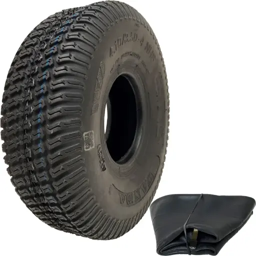 Set of 1 - 4.10/3.50-4 4ply Wanda P332 Grass tyre TL & 4.10/3.50-4 / 4.00-4 / 11x4.00-4 TR87 Tube