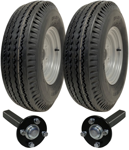 5.00-10 Trailer Kit 4ply WANDA P802 TRAILER WHEEL 4/100 & Hub & Stub axle 4/100 M12 wheel bolt 35x35mm No Hitch