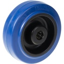 Wheel series 125mm blue elastic rubber on nylon centre 12mm bore hub length 44mm stainless steel roller bearing 200kg
