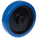 Wheel series 200mm blue elastic rubber on nylon centre 20mm bore hub length 60mm stainless steel roller bearing 400kg