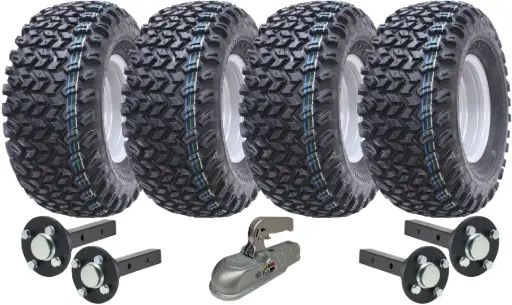 22x11-10 twin axle ATV trailer kit Quad wheels hub & stub cast hitch 1800kgs