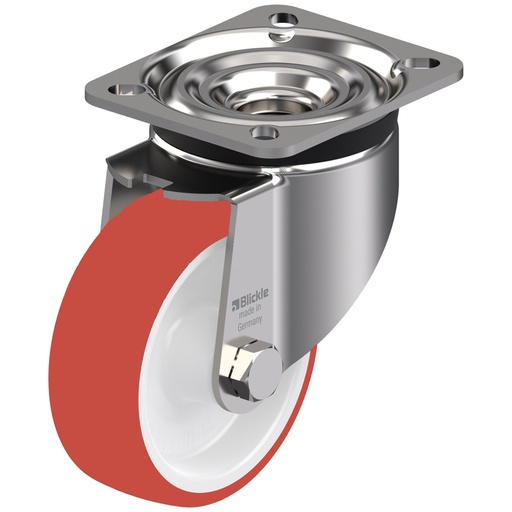 800SS series 100mm stainless steel swivel top plate 100x85mm castor with polyurethane on nylon centre plain bearing wheel 300kg