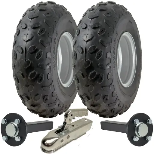 ATV Trailer Kit, 19x7.00-8 4pr P330 Quad tyre, Hub/stub axle 35x35mm, pressed hitch, 200kg load capacity