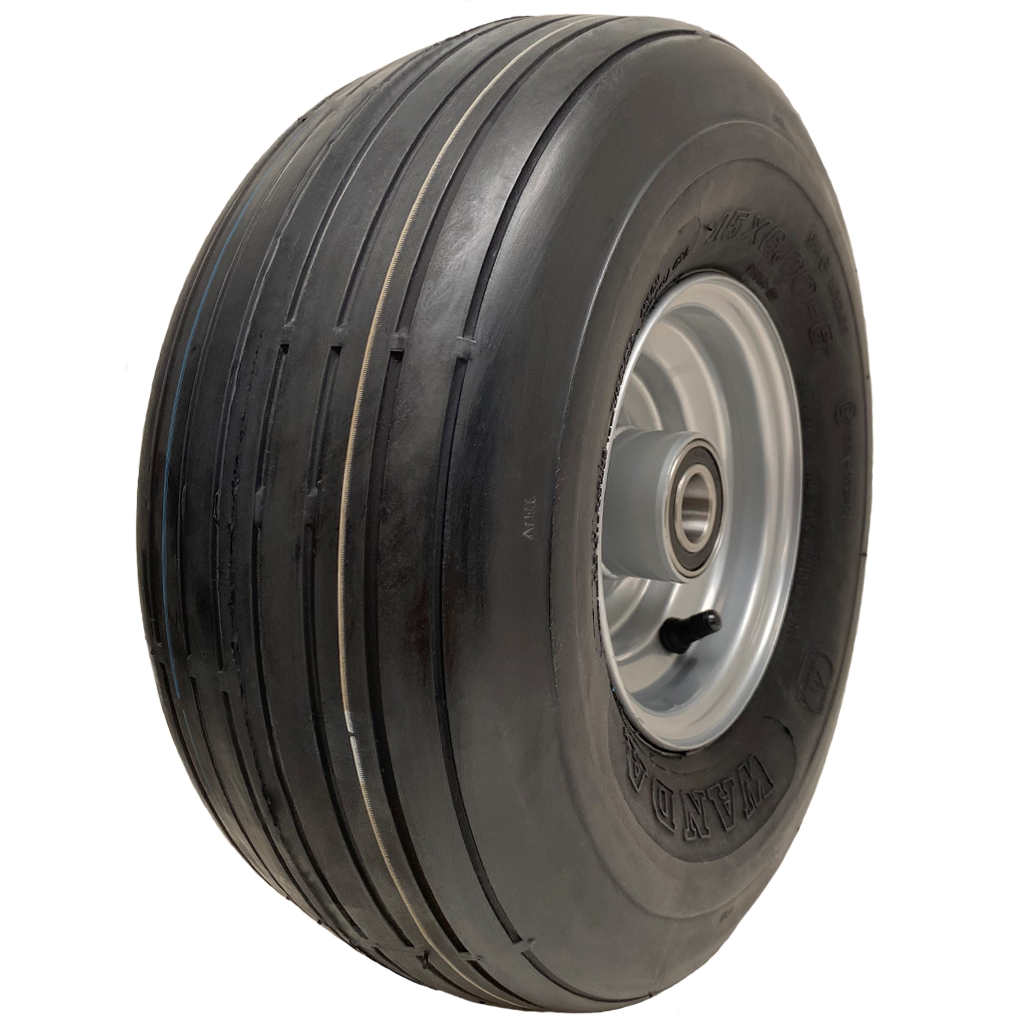 15x6.00-6 6pr Wanda P508A rib tyre E-marked TL on steel rim 20mm ball bearing 90mm hub length, 320kg load capacity