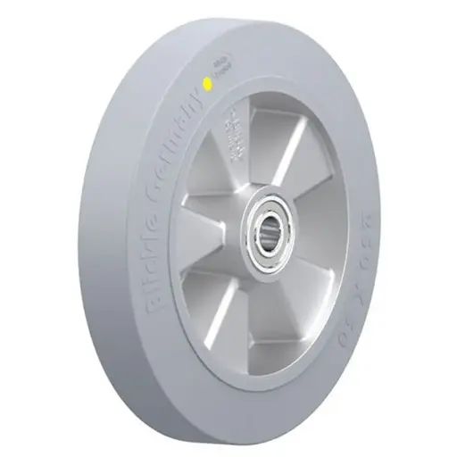 ALEV 250/20K-SG-AS Wheel series 250mm antistatic grey elastic rubber on aluminium centre 20mm bore hub length 60mm ball bearings 550kg