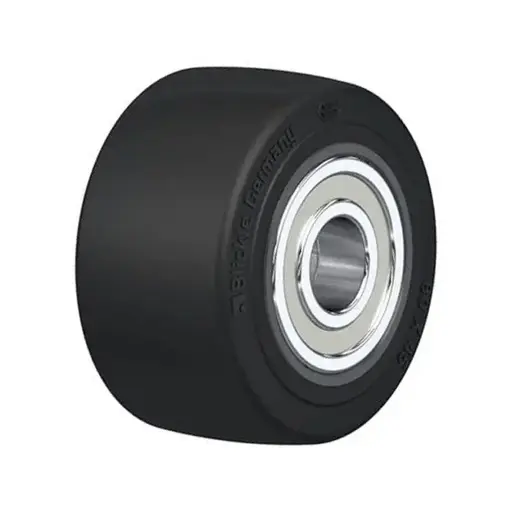 SE 80/20K Wheel series 80mm black elastic rubber on nylon centre 20mm bore hub length 45mm ball bearings 200kg
