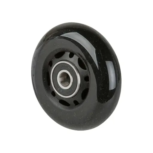 A76.063 Wheel series 63mm black polyurethane on black polypropylene centre, skater-wheel style, 8mm bore hub length 18mm ball bearings 35kg