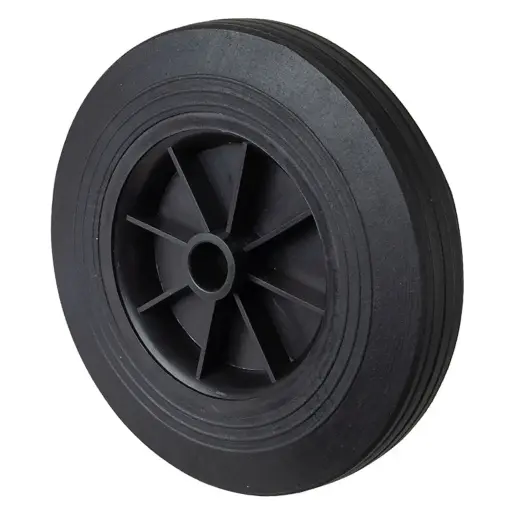 B40.251 Wheel series 250mm black rubber on polypropylene centre 25mm bore hub length 60mm plain bearing 250kg