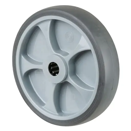 B44.201 Wheel series 200mm grey thermoplastic rubber on polypropylene centre 20mm bore hub length 60mm roller bearing 220kg
