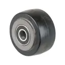 B81.101 Wheel series 100mm black elastic rubber on cast iron centre 20mm bore hub length 60mm ball bearings 210kg