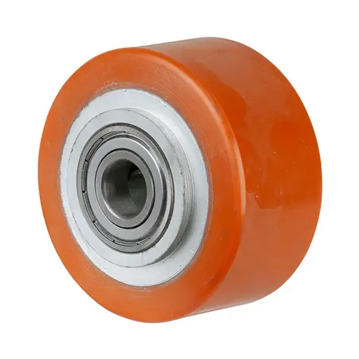 C10.106 Wheel series 100mm brown Prothane® polyurethane on cast iron centre 20mm bore hub length 60mm ball bearing 400kg