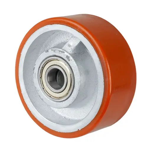 C10.128 Wheel series 125mm brown Prothane® polyurethane on cast iron centre 20mm bore hub length 60mm ball bearing 550kg