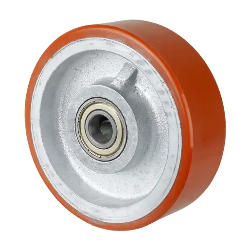 C10.152 Wheel series 150mm brown Prothane® polyurethane on cast iron centre 20mm bore hub length 50mm ball bearing 700kg